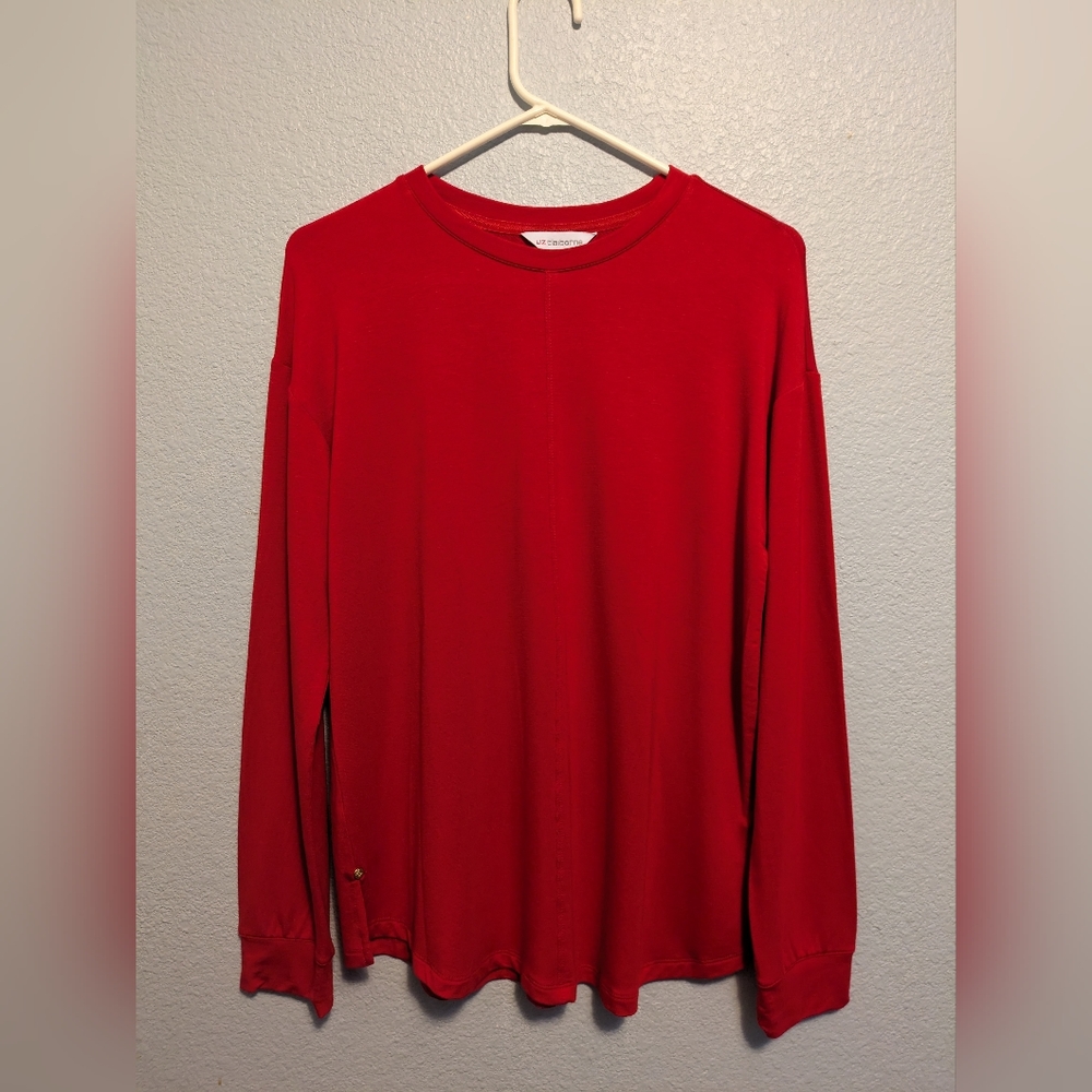 Liz Claiborne Crew Neck French Terry Jersey Long Sleeve Top